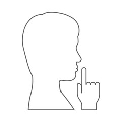 Finger on lips. Shh gesture. Outline. Vector illustration.