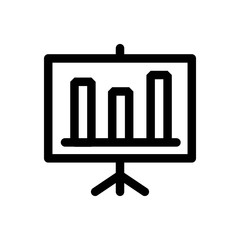 Presentation board line icon. Report chart or Sales growth sign. Analysis and Statistics data symbol. Gradient line button. Presentation icon design. Vector