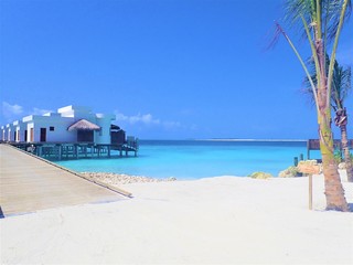 Overwater cottage at Maldive island resort