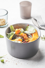 Baked pumpkin salad with mustard.