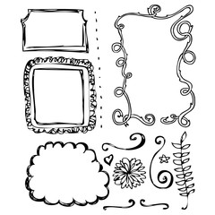 Hand drawn vector border frame elements 