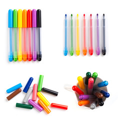 Colorful marker pen set on isolated background with clipping path. Vivid highlighter and blank space for your design or montage. - Image.
