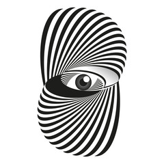 Illustration of a surreal eye. Hypnotic poster for psychology or philosophy.