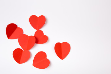 Valentine day background with red hearts, top view - Image.