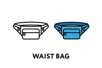 Tourist Waist Bag Vector Flat Line Stroke Icon