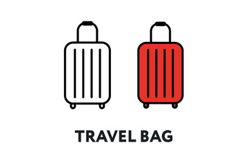 Travel Bag On Wheels Vector Flat Line Stroke Icon