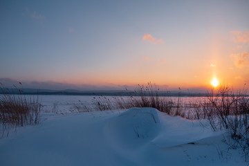 Fototapeta na wymiar Sunset in Siberia