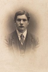 RUSSIA - CIRCA 1905-1910: A portrait of young man, Vintage Carte de Viste Edwardian era photo