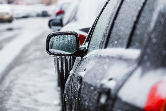 Freezing transformation car window captures mixed rain snow street scene AI  Generated 30318626 Stock Photo at Vecteezy