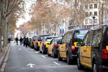 Taxi drivers strike in Barcelona.