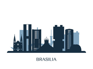 Naklejka premium Brasilia skyline, monochrome silhouette. Vector illustration.