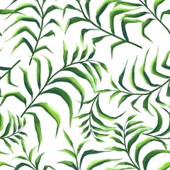 Seamless pattern. Palm leaves in watercolor style