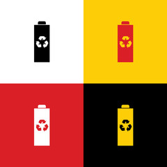 Obraz premium Battery recycle sign illustration. Vector. Icons of german flag on corresponding colors as background. Illustration.