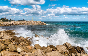 Isola delle Femmine or the Island of Women. Landscape of Mediterranean sea, Palermo, Sicily