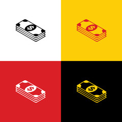 Bank Note dollar sign. Vector. Icons of german flag on corresponding colors as background. Illustration.