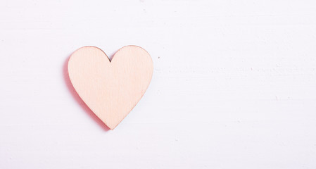 Close up Hearts on white wooden background