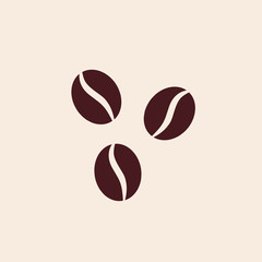 Three Coffee Beans Vector Icon Isolated on a White Background