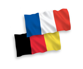 Flags of France and Belgium on a white background