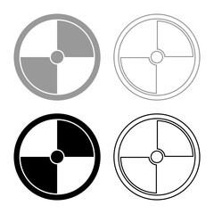 Viking shield icon set grey black color illustration outline flat style simple image