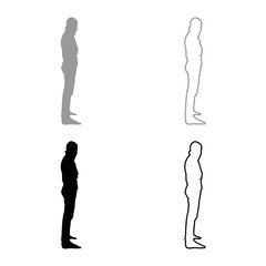 Man with bandana on his face that hides his identity Concept of rebellion Concept protest icon set grey black color illustration outline flat style simple image