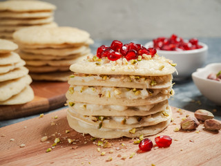 Moroccan Pancake Layer Cake - Baghrir Cake.
