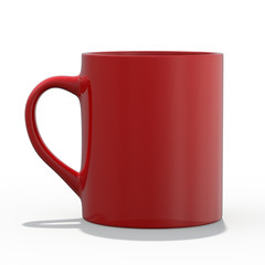 Red mug Mockup standing on the surface. 3D