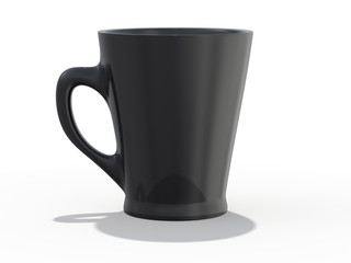 Black mug Mockup standing on the surface. 3D