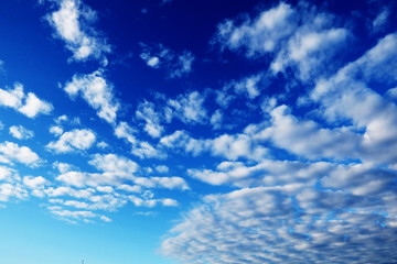 Beautiful blue sky with clouds in the morning time.