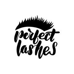 Perfect lashes handwritten lettering card.