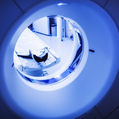 CT examination in the process. Detail of MRI scanner