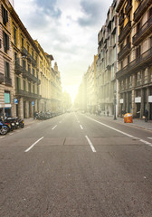 Fototapeta na wymiar Empty Barcelona street