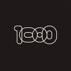 One thousand, mono line. Four rounded figures.