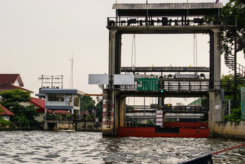 floodgate and pumping station on the canal (Klong) in Bangkok
