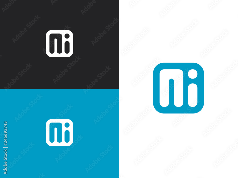 Wall mural initial letters ni logo design template elements