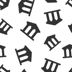 Bank building icon seamless pattern background. Government architecture vector illustration. Museum exterior symbol pattern.