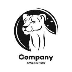 Fototapeta premium Nowoczesne czarne logo lwicy