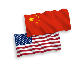 Flags of China and America on a white background