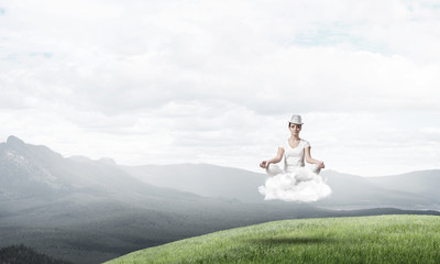 Young woman keeping mind conscious.