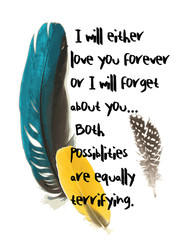 Feathers with texts ,graphic print