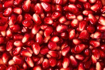 Fresh ripe pomegranate. Closeup macro view