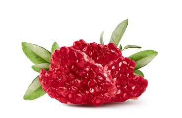Piece of  Fresh ripe pomegranate isolated on white background.