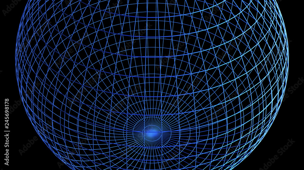 Poster wire structure of sphere or ball. architecture facade design and network connection lines on sphere 