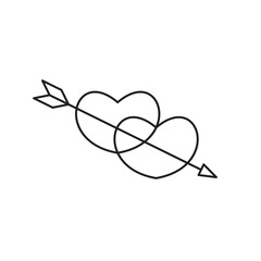 Linear illustration of an icon of two hearts