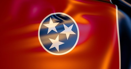 Tennessee flag in the wind. 3d illustration. Nashville