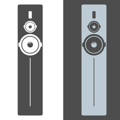 Black tall acoustic sound system or loudspeaker icon. Vector illustration.