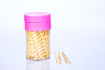 Isolated bottle of toothpick on white background