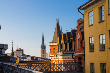 Fototapeta premium Roofs of typical sweden buildings, Stockholm, Sweden