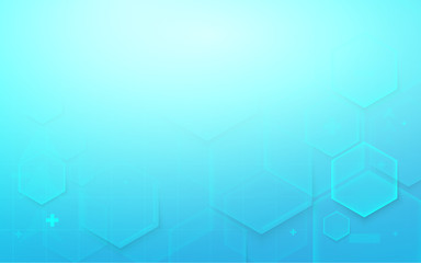 Abstract digital hi tech hexagons on blue background