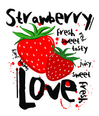 Strawberry Love graphic print for all uses in vector - 245705187