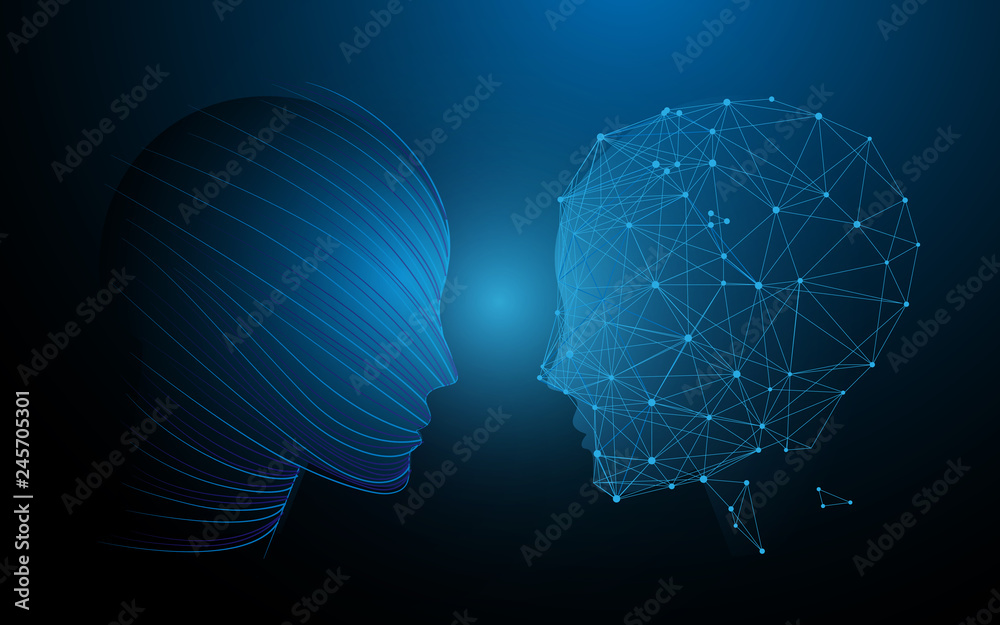 Aufkleber human heads and brain functions concept, analytically vs creativity. illustration vector